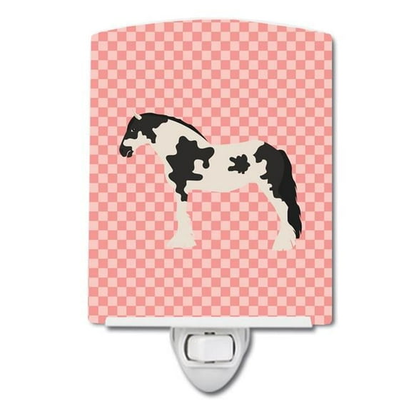 Cyldesdale Horse Pink Check Ceramic Night Light