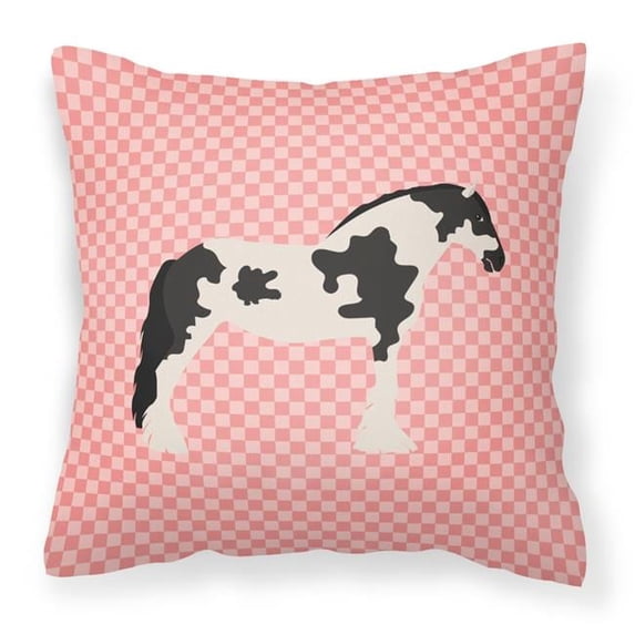 Cyldesdale Horse Pink Check Fabric Decorative Pillow