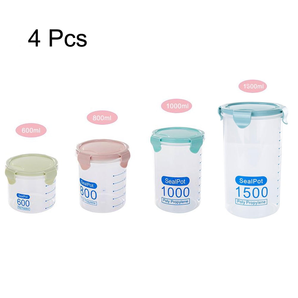 Cylinder Airtight Food Storage Containers 4 Pieces,BPA Free Plastic Kitchen  Storage Containers for Bulk Food, Flour, Sugar and Baking Supplies - 4