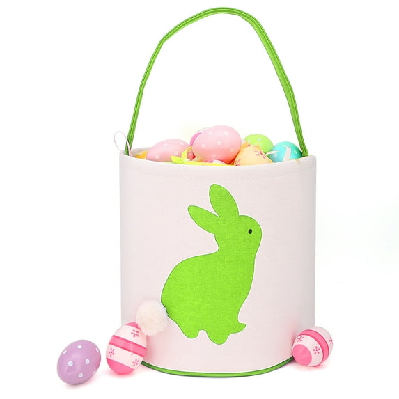 Cylinder Bunny Bag Easter Bag Dual Layer Canvas Bag With Bunny Design Easter Egg Hunt Basket Carrying Eggs Gifts for Bunny Fans Holding Toys Books School Project Lunch Box-Cylinder Bag-B6