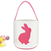 Cylinder Bunny Ear Easter Basket, Dual Layer Canvas Bag With Bunny Design for Easter Egg Hunt Basket Carrying Eggs Gifts for Kids Holding Toys Books School Project Lunch Box-Cylinder Bag- Pink