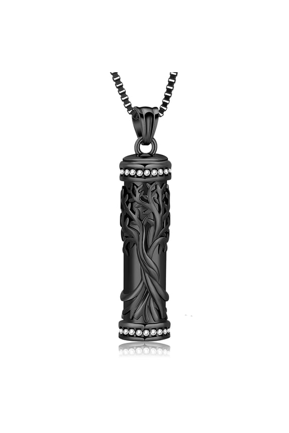 Cylinder Cremation Jewelry Tree of Life Urn Ashes Necklace for Women Men Urns Locket Pendant Ashes Holder Stainless Steel Memorial Jewelry