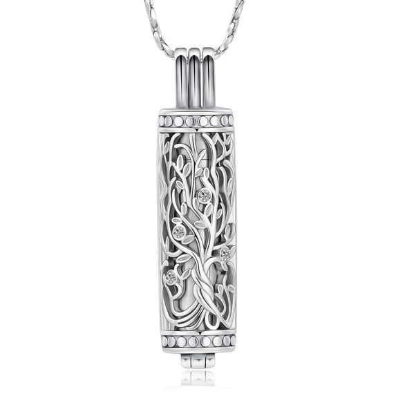 Cylinder Cremation Jewelry Tree of Life Urn Ashes Necklace for Women Men Vial Cremation Ash Pendant Loved One Memorial Jewelry