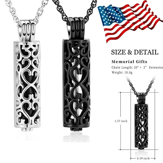 Cylinder Cremation Urn Necklace for Ashes Memorial Keepsake Pendant Stainless Steel Remembrance Jewelry Pet Ashes Pendant for Men / Women