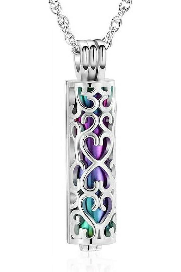 Cylinder Cremation Urn Necklace for Ashes for Women Men Cremation Jewelry Urn Pendant with Hollow Urn Memorial Keepsake Jewelry for Ashes