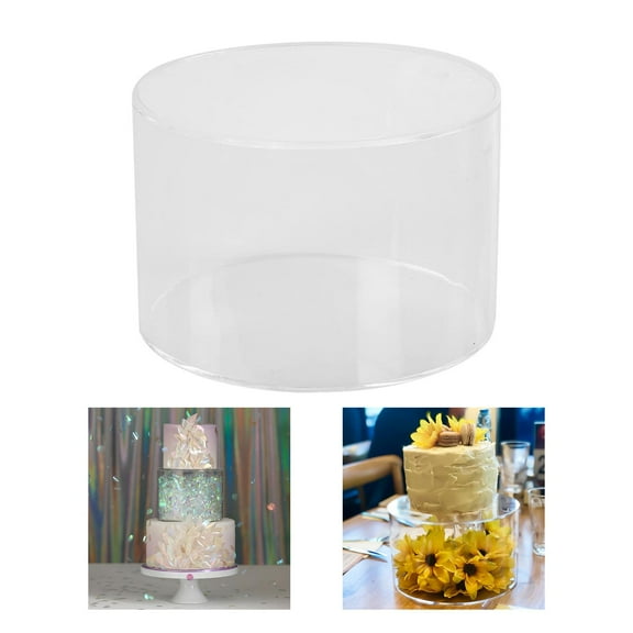 Cylinder Display Riser Round Transparent Tabletop Decoration Base Fillable Decor DIY Cake Cake Display Stand Riser for Party Birthday 20CM