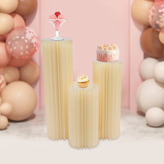 Cylinder Flowers Stand, 3pcs Foldable Cardboard Centerpiece Display, Columns Display for Wedding Party Garden Decoration