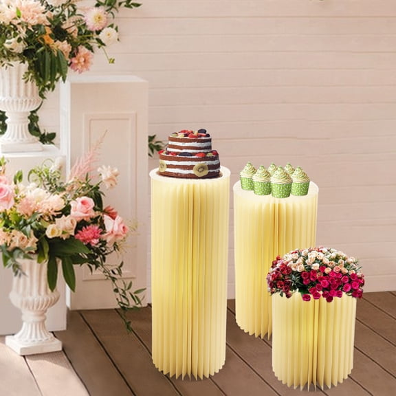 Cylinder Flowers Stand with Light Strips , Dessert Table, Columns Display for Wedding Party Garden Decoration, Ceremony, Photo Background
