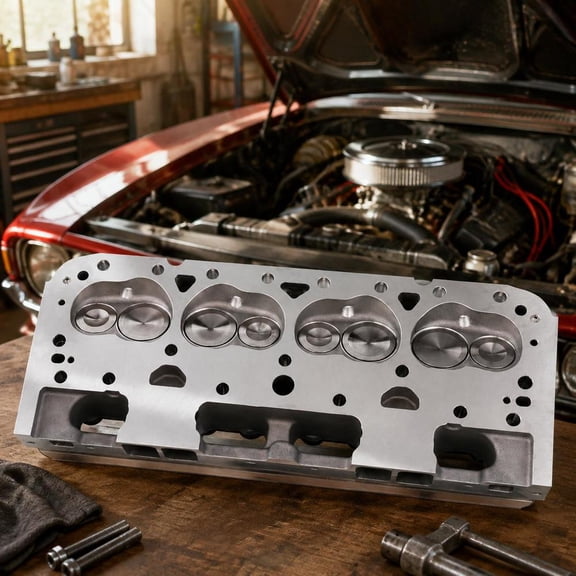 Cylinder Head Assembly, Aluminum Engine Head Kit, Compatible with 327/350/383 Small Block Chevrolet Engines