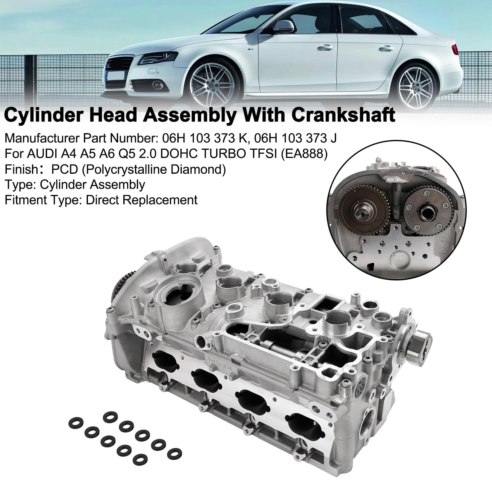NEW 2.0T Engine Cylinder Head & Valves Kit For Audi A4 A5 A6 Q5 TT