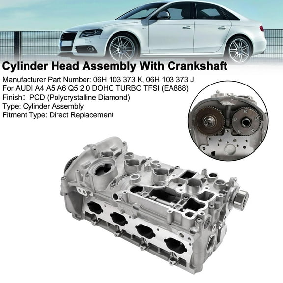 Cylinder Head Assembly and Crankshaft for Audi Series A4, A5, A6, Q5 2.0 DOHC TFSI EA888