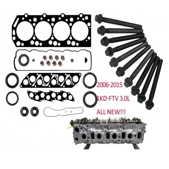 1KD-FTV 3.0L Cylinder Head Assembly Gasket Set Bolts For 2006-2015 Toyota LandCruiser Prado Hilux
