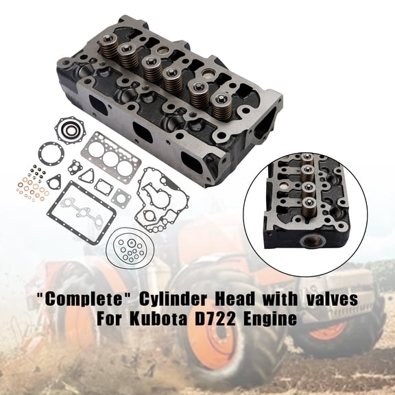 Cylinder Head Complete Assembly With Gasket Kit For Kubota D722 Excavator/Lawn Tractor