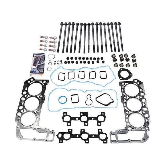 Cylinder Head Gasket Set with 24 Head Bolts - with Manifold Gaskets, Valve Cover Gaskets, Valve Stem Seals, and O-Rings - Compatible with 2005 - 2012 Jeep Liberty 3.7L V6 2006 2008 2009 2010 2011