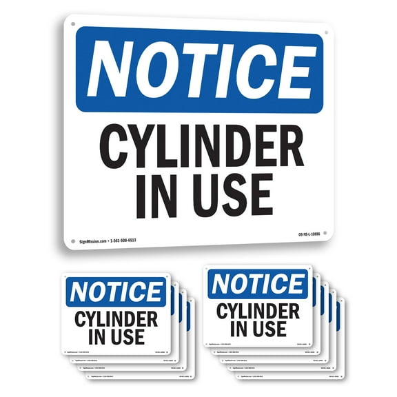 Cylinder In Use OSHA Notice Aluminum Sign 14 Inch x 10 Inch - 10 Pack