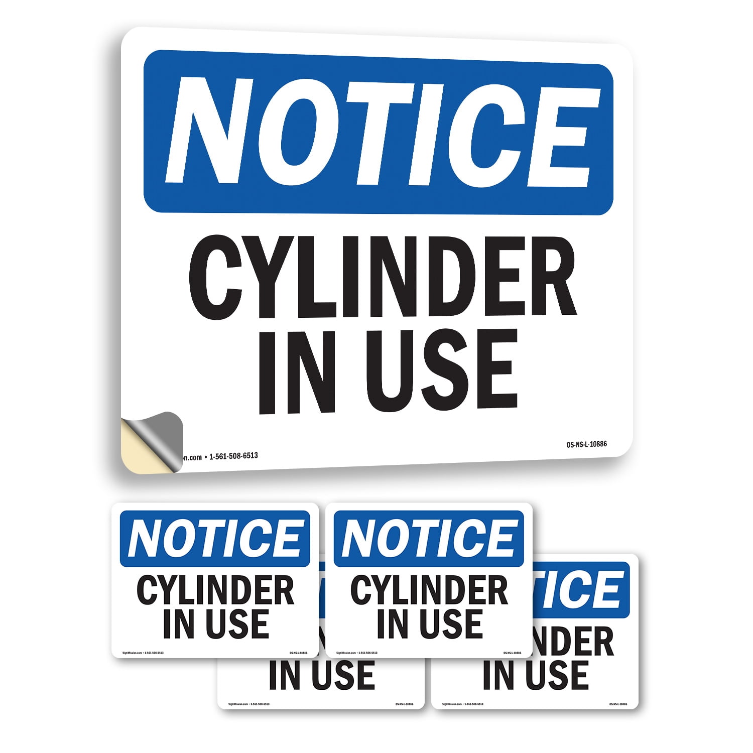 Cylinder In Use OSHA Notice Vinyl Decal Label 10 Inch x 7 Inch - 5 Pack ...