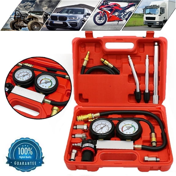 Cylinder Leak Down Tester Car Gasoline Engine Dual Gauge Leakdown Detector Tool