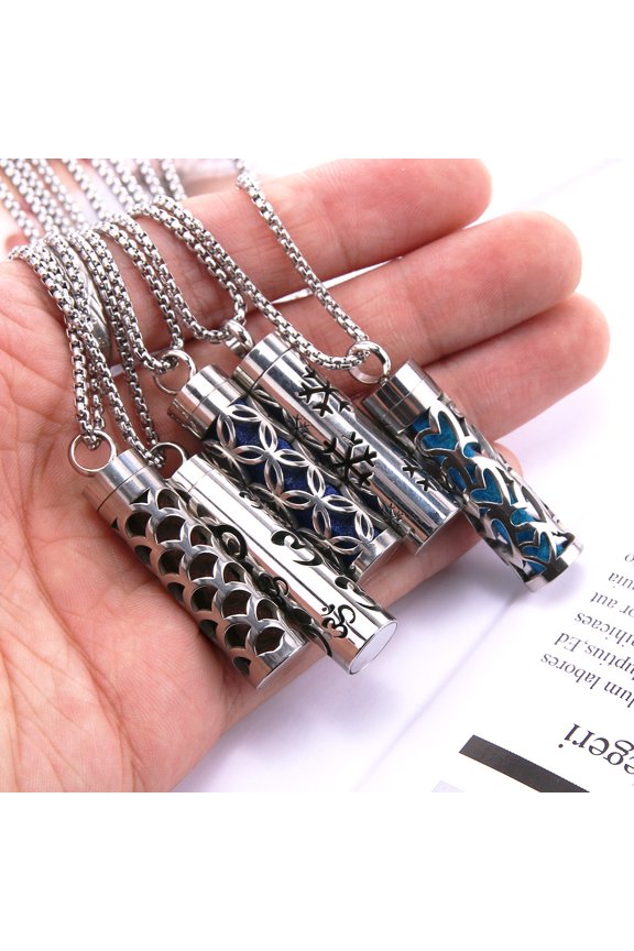 Cylinder Love Aromatherapy Pendant Perfume Essential Oil Stainless Steel Necklace