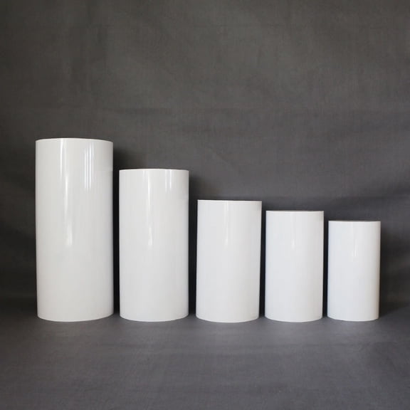 5pcs Iron Cylinder Pedestal Stands, Metal Cylinders White Round Pedestal Display Plinth Pillars for Birthday Wedding Party Decor, Cylinder - 5 Pcs