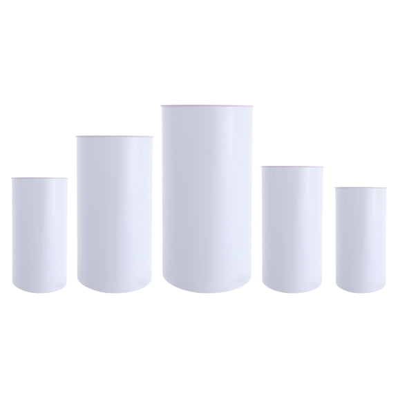 Cylinder Pedestal Stands for Party 5Pcs White Round Cylinder Pedestal Display Plinth Pillars Large Acrylic Round Cylinder Tables for Wedding Birthday Party Art Decor