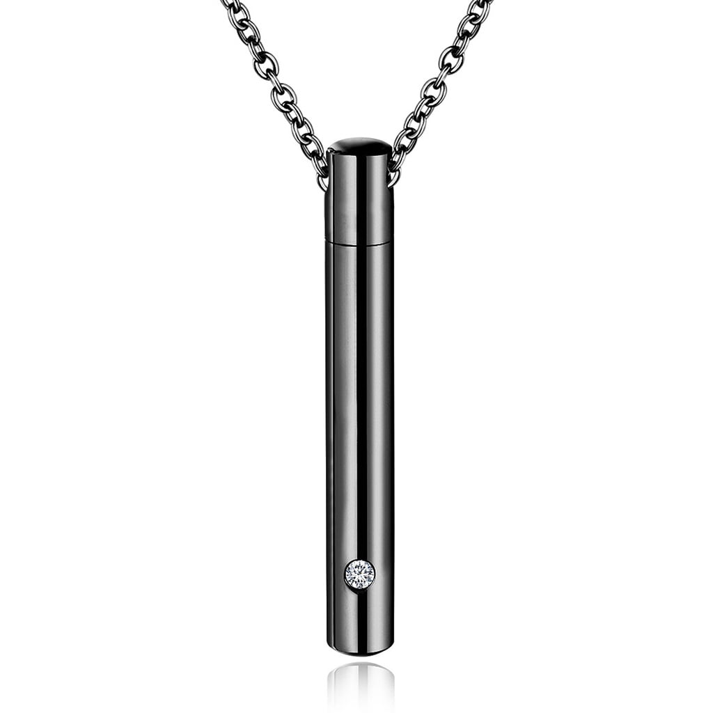 Cylinder Pendant Pet Cremation Urns Necklace Stainless Steel Cat Dog