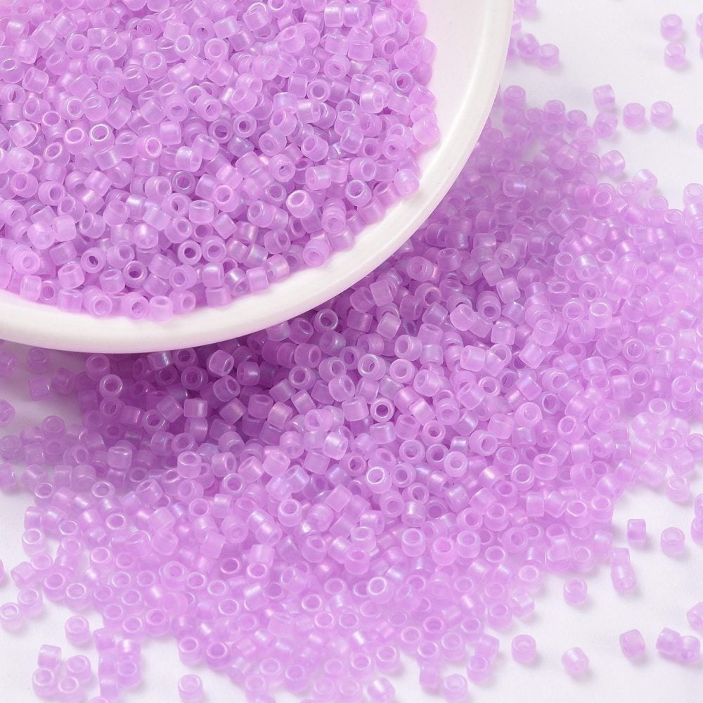 Ab Color Cylinder Seed Beads Frosted AB Colors Round Hole Uniform Size Violet ...