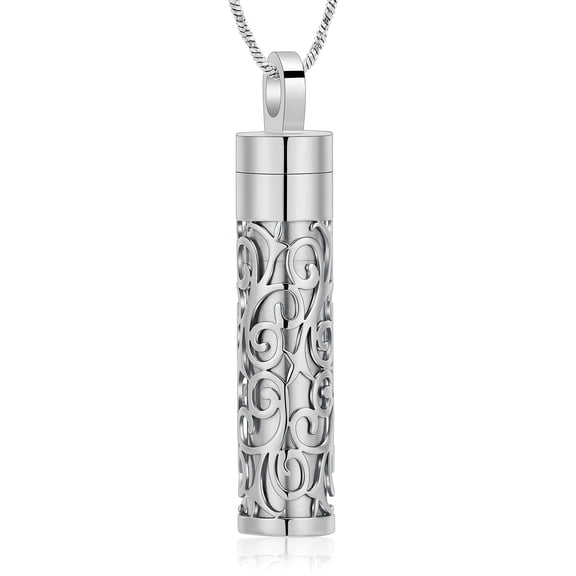 Cylinder Small Urn Cremation Jewelry for Ashes Holder Urn Necklace Lockets for Human Ashes Pendent for Ashes and Chain