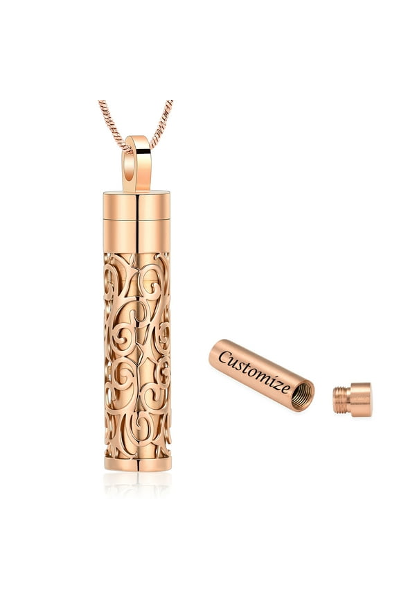 Cylinder Small Urn Cremation Jewelry for Ashes Holder Urn Necklace Lockets for Human Ashes Pendent for Ashes and Chain