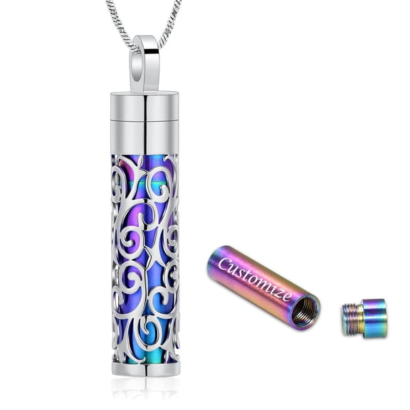 Cylinder Small Urn Cremation Jewelry for Ashes Holder Urn Necklace Lockets for Human Pet Ashes of Loved One Pendent for Ashes and Chain