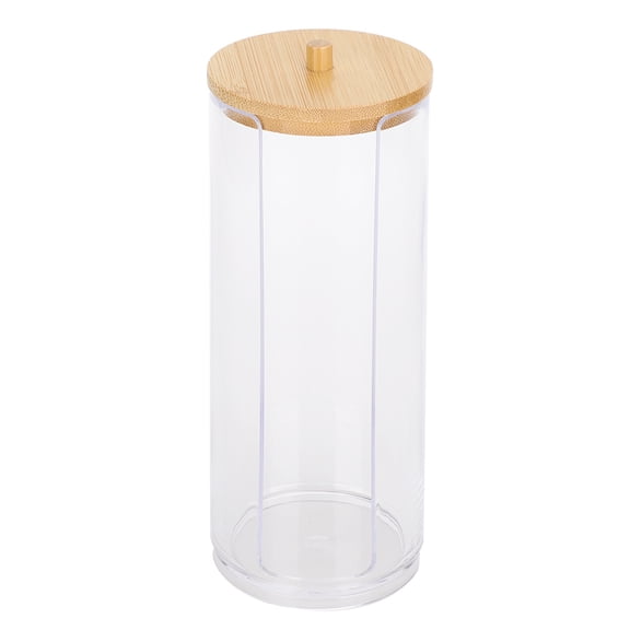 Cylinder Spice Jar with Bamboo Lid - Transparent Side-Opening Storage Container