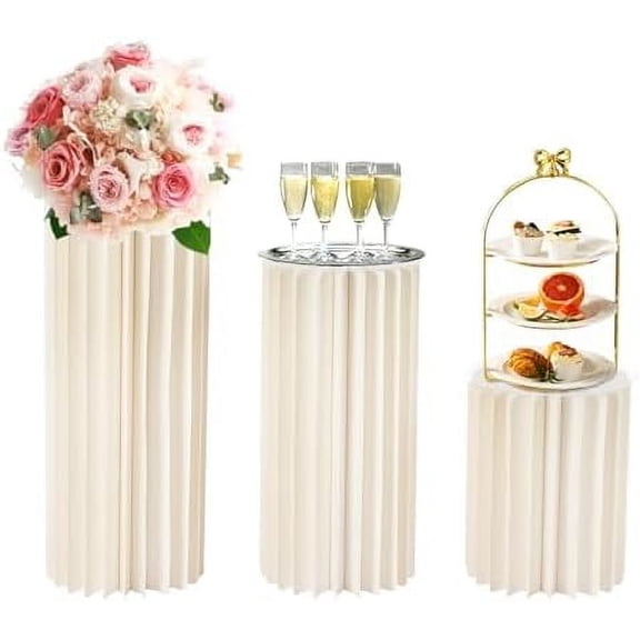 Cylinder Stands for Party 3PCS Cylinder Pedestal Stands Centerpiece Cake Pedestal Round Stand Paper Columns Pillars Display Weddings Decoration Table Cylinder Centerpiece Stands