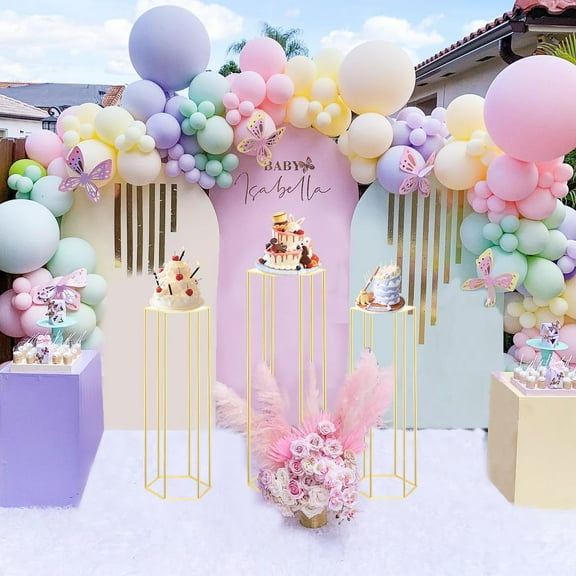 Cylinder Stands for Party, 3PCS Hexagon Pedestal Stand