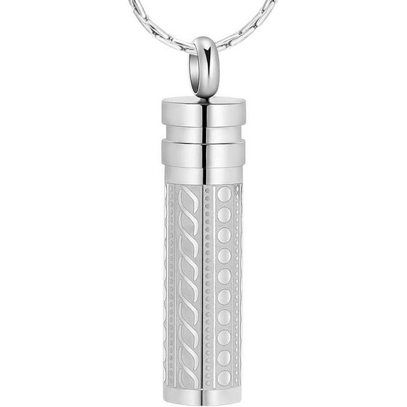 Cylinder Urn Necklace for Ashes Cremation Cylinder Memorial Stainless Steel Memorial Pendant Openable Pill Case Urn Necklace Perfume Memorial Pendant Locket Charm Pendant