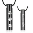 Cylinder Urn Necklace for Ashes Paw Print Cremation Jewelry for Dog and
