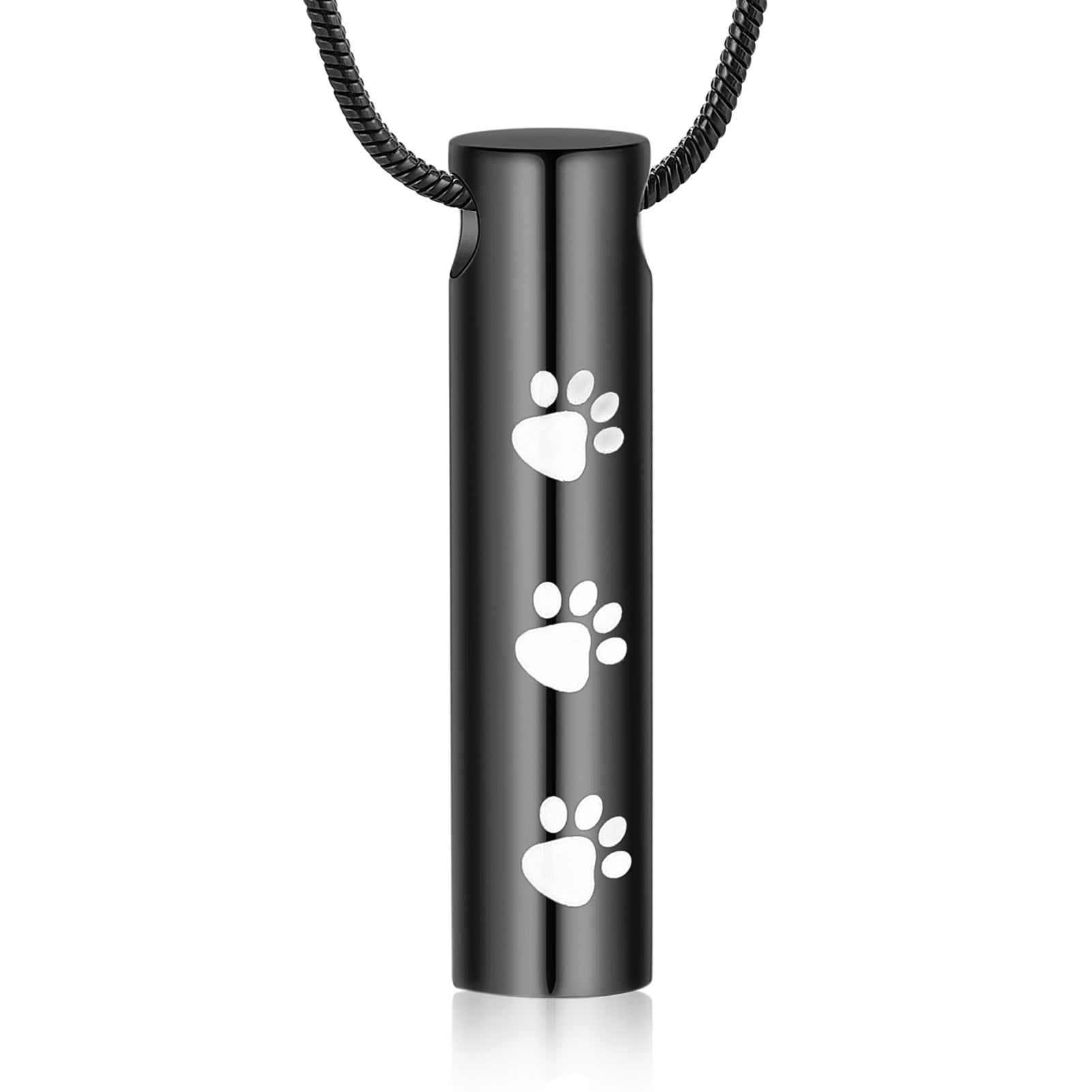 Cylinder Urn Necklace for Ashes Paw Print Cremation Jewelry for Dog and ...