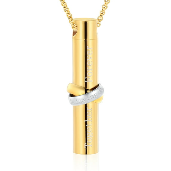 Cylinder Urn Pendant Keepsake Nacklace Cremation Jewelry for Ashes Holder Infinity Circle of Life Urn Pendants with Chain Memorial Jewelry - Toghther & Forever / In Loving Memory