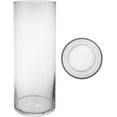 Cylinder Vase 5 Inch x 14 Inch, Decorative Clear Glass with Sturdy Base