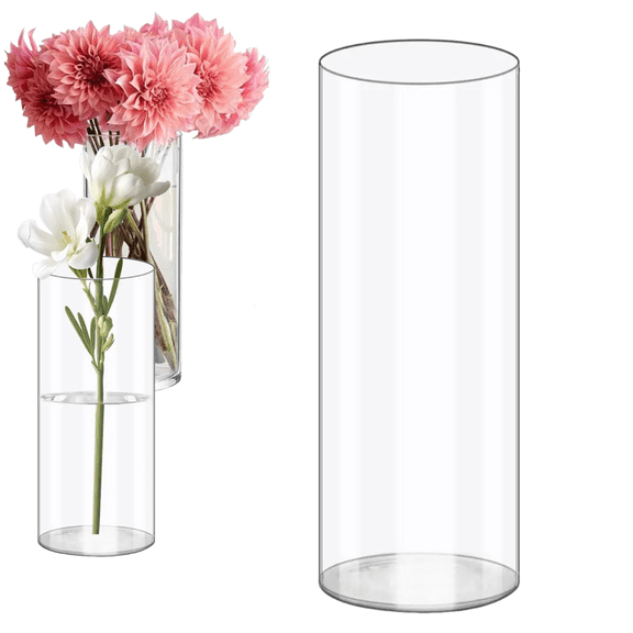 Cylinder Vases for Centerpieces 8 Inch Clear Glass Flower Vases Floating Candle Holders for Wedding Decor