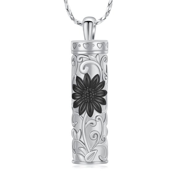 Cylinder with sunflower print Cremation Jewelry for Ashes Urn Necklace Lockets Memorial Jewelry