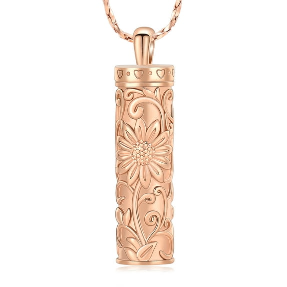 Cylinder with sunflower print Cremation Jewelry for Ashes Urn Necklace Lockets Memorial Jewelry