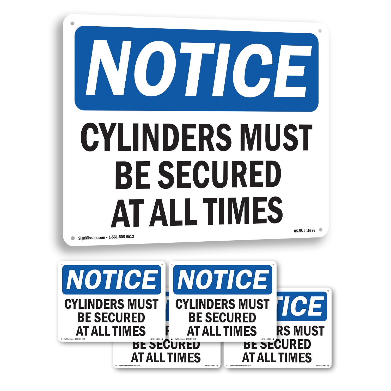 Cylinders Must Be Secured At All Times OSHA Notice Aluminum Sign 14 ...