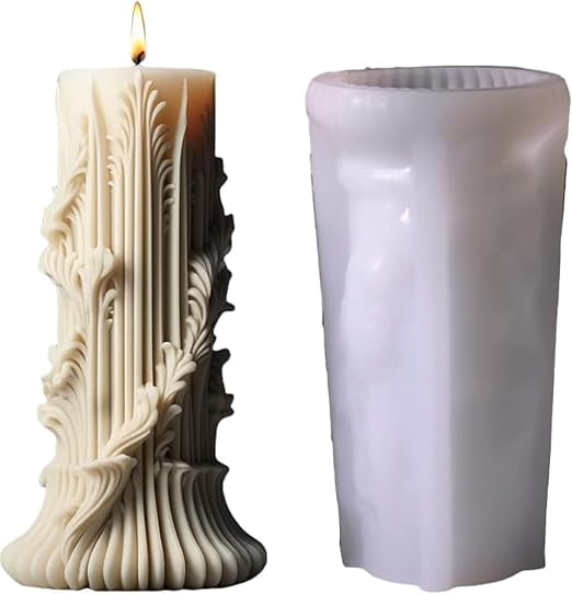 Cylindrical Candle Mold, Silicone Candle Mold for Making 3D Unique Resin Wax Candles, DIY Epoxy Resin Molds for Home Decor Craft Supplies