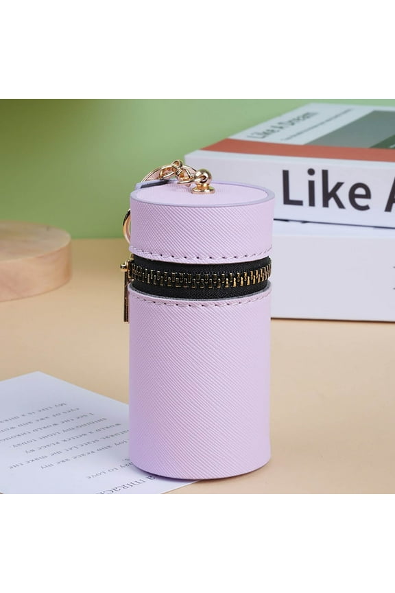 Cylindrical Coin Purse, Portable Keychain Wallet, Compact Mini Change Pouch for Earphone, Lipstick, Keys and Small Essentials, Everyday Carry Organizer