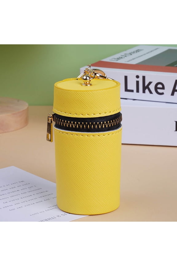 Cylindrical Coin Purse, Portable Keychain Wallet, Compact Mini Change Pouch for Earphone, Lipstick, Keys and Small Essentials, Everyday Carry Organizer