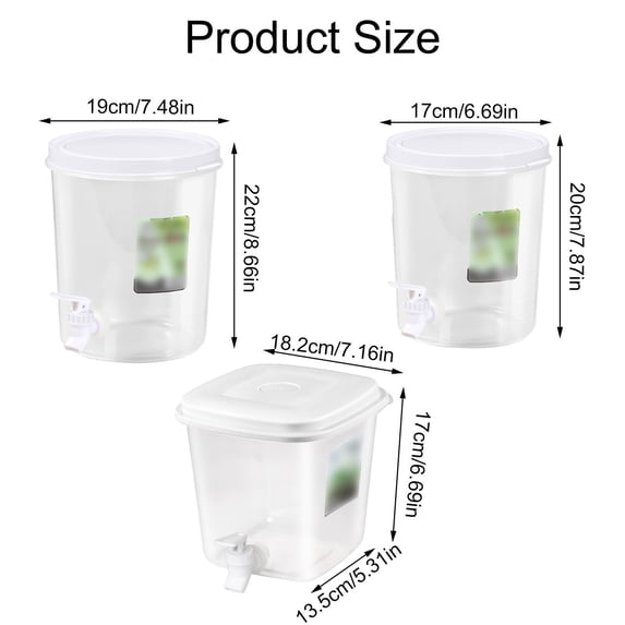 Cylindrical Drink Dispenser with Spigot(22*19*19cm) - Large Capacity Beverage Kettle for Refrigerator, Perfect for Party Serving Lemonade, Iced Tea, Soda & Cold Drinks
