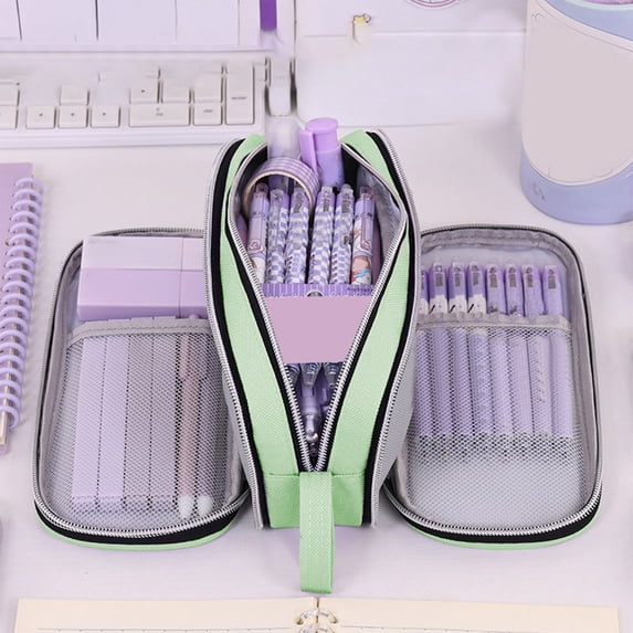 Cylindrical Pencil Case Large Capacity Zipper Stationery Pouch Storage Bag for Desk Travel Office Cosmetic Organizer Compact Portable and Easy Carry Storage Solution