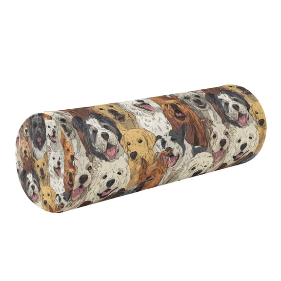 Cylindrical Pillow Decorative Neck Roll Pillow with Removable Washable Cover Roll Pillow for Knee Leg Neck A Large Group Of Dogs