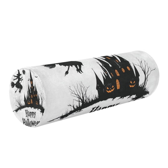 Cylindrical Pillow Decorative Neck Roll Pillow with Removable Washable Cover Roll Pillow for Knee Leg Neck A Witch Flying on A Broom