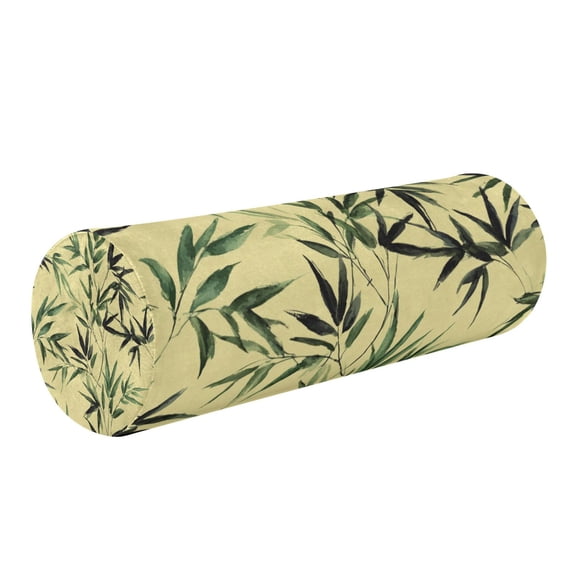 Cylindrical Pillow Decorative Neck Roll Pillow with Removable Washable Cover Roll Pillow for Knee Leg Neck Bamboo and Green Leaves