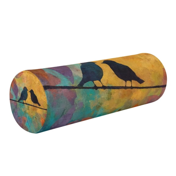 Cylindrical Pillow Decorative Neck Roll Pillow with Removable Washable Cover Roll Pillow for Knee Leg Neck Birds on A Wire